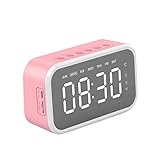 ZXSXDSAX Wecker Desktop Digital Alarm Clock Bluetooth-Compatible HD Mirror Screen Multi-Function 3 Alarm Settings Stereophony for Bedrooms(Pink)