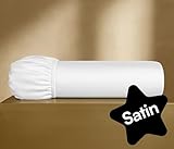 Seralino Bio Spannbettlaken 180x200cm Baumwolle Weiß | 100% Bio Baumwolle Leinentuch 180x200| Mako Satin Spannbetttuch 180x200 Weiß| weiches Spannbettlaken 180x200cm Boxspringbett (bis 30cm Steghöhe)