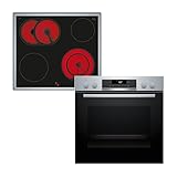Bosch HND271AS64, Einbau-Herd-Set, Einbau-Herd 60 cm, HEA171BS3, Serie 2, Pyrolyse, Touch Control, Edelstahl & Elektro-Kochfeld 60 cm, NKN645GA2E, Serie 4, Herdgesteuert, 21 cm Kochzone, Mit Rahmen