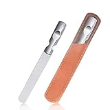 Olakin Nagelfeile aus Edelstahl, Polierfeile aus Metall, doppelseitig, mit rutschfestem Griff, Nagelfeilen mit Lederetui für Herren, Damen, Kinder, Maniküre, Kosmetik