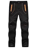 YSENTO Herren Wanderhose Outdoorhose Wasserdicht Softshellhose Winddicht Warm Gefüttert Skihose Snowboardhose Winter Trekkinghose(Schwarz,XL)