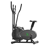 SQUEBILIFE Ellipsentrainer, Heimtrainingsgerät Crosstrainer mit Widerstandseinstellung, Transportrollen und Sitz, maximale Belastbarkeit 120 kg