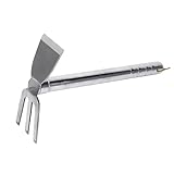 IOIUSKKU Fräse zum einfachen Umgraben des Bodens, Gartenrechen mit Stiel, Griff zum Umgraben des Bodens, Pendelhacke mit Stiel, Gartenhacke mit Stiel