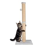 FluffyDream Katze Kratzbaum Kratzsäule Kratzstamm für Katzen, 94cm Kratzbäume Natürliche Sisal Seil Kratzer katzenbaum mit Hängendem Teaser Ball Bedeckt für Kätzchen