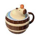 MISUVRSE Cartoon-Capybara-Tasse mit Deckel, Dringking-Tasse, Keramik, Milch, Kaffeetassen, Trinkgeschirr, Geburtstag, Damen, Herren