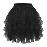 Tütü Damen Puffy Faltenrock Tüll Elastische Taille Sommerrock Unterrock Petticoat Rocklänge Schwarz Rosa Weiß Kurz Party Prom Rock Tüllrock Braun Tanz Ballet Fee Röcke Flauschig Plisseerock