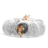 One PETS-TOP Katzentunnel Rund Mit Schlafplatz, Katzentunnel XXL Große Katzen, Rascheltunnel Für Katzen, Katzen Tunnel XXL Ultra weiche Runde Donut Form mit Spiel