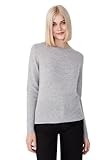 Style & Republic Kaschmir Pullover-Damen elegant aus 100% Cashmere - Dein kuscheliger Premium Strickpullover für stilvolle Herbst- & Winter-Momente - Light Grey Melange M