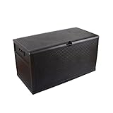 Outdoor-Aufbewahrungsbox, Kunstharz-Rattan-Outdoor-Aufbewahrungsbox, mit Griffen, wetterbeständig, for Terrasse, Garten, Garage oder Pool for jedes Wetter(Black)