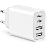 USB C Ladegerät, 45W USBC Netzteil für iPhone 16 15 14 13 12 11 Pro Max, Samsung, Handys, Schnellladegerät 4 Ports Mehrfach Schnellladeblock mit USB-C+USB-A Wandstecker Multiport Stecker Typ C Romalux