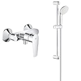 GROHE StartEdge - Einhand- Brausearmatur & Tempesta 100 Brausestangenset (2 Strahlarten, gleichmäßiges Strahlbild, Antikalk-Sytsem), chrom, 27598001