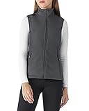 Outdoor Ventures Softshell Weste Damen Ärmellose Jacke Laufweste Leicht Winddicht Warm Fleeceweste Stehkragen Sport Golf Weste mit 4 Taschen für Wandern Camping Dunkelgrau L