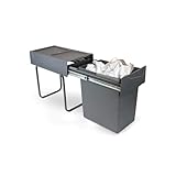 Ausziehbarer Abfalleimer für die Küche, 20 l – Mülleimer für Unterschrank zur Mülltrennung, mit gedämpftem Verschluss, Stahl und Kunststoff, 26,4 x 45 x 39,5 cm, Anthrazitgrau