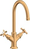 hansgrohe AXOR Montreux 2-Griff-Waschtischarmatur 210, Zugstangen-Ablaufgarnitur, 16502250, Farbe: Brushed Gold Optic