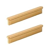 Möbelgriffe Gold, 2 Stück Schrankgriffe Modern Schubladengriffe Aluminiumlegierung | Eloxierte Oberfläche, Küchengriffe Bohrlochabstand: 128mm/5in Gesamtlänge: 141mm/5.5in Küchengriffe Türgriffe