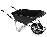 Ondis24 Schubkarre Gartenschubkarre Bauschubkarre Metallachse robuste Kunststoffmulde ergonomische Griffe (120 Liter)