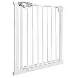 UISEBRT Türschutzgitter Ohne Bohren Treppenschutzgitter für Kinder 75-85cm breit, Auto-Close Baby Schutzgitter Metall Gitter Weiß
