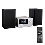 MEDION P85003 Micro Audio System Kompaktanlage (Internetradio, DAB+, PLL UKW Radio, Bluetooth, USB Anschluss, AUX, 2x150 W) Silber