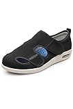 ZUMEIJIA Damen Diabetiker Schuhe für Frauen Casual Verstellbare Wanderschuhe Breite Schuhe für ältere Menschen Geschwollene Füße Rutschfest Luftpolster Unterseite Mast und Verbreiterung, Schwarz, 9.5