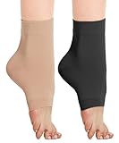 2 Paar Knöchel Medizinische Kompressionsstrümpfe Herren & Damen 20-30mmhg, Stützstrümpfe Kompressionssocken für Schwellung Plantarfasziitis Verstauchung Neuropathie Sport (Schwarz+Beige, XXL)