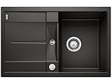 BLANCO METRA 45 S | Granitspüle aus SILGRANIT schwarz | Einbauart: Einbau von Oben | reversibel | für 45 cm breite Unterschränke | Großes Becken | Reinigungsfreundliche Öberfläche | [78x50x20 cm]