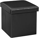 Fußhocker klein mit stabilen Holzbeinen, Auflage aus Kunstleder, Trittfläche gepolstert, Sitzfläche belastbar 200kg, dunkelgrün