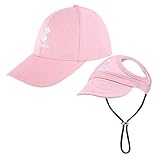 Pawaboo Haustier Baseball Mütze, 2 Stück Pet Eltern-Kind-Mütze, Sonnenhüte mit Ohrlöchern und Verstellbarem Kinnriemen, Haustier-Familienhüte Outdoor Hundecap Hundecap Sonnenschutzkappen, Groß, Rosa