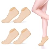 Molain 2Paar Feuchtigkeitsspendende Socken Silikon Feuchtigkeitssocken, FußPflege Socken Damen Silikonsocken für trockene rissige Füße Frauen&Erweichung trockener rissiger Füße rauer Haut (Beige)