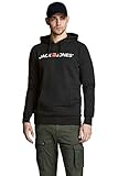 JACK & JONES Herren Kapuzenpullover (Schwarz (Corp 054 Black-White, L))