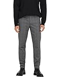 ONLY & SONS O&S Stoffhose Chino Elegante Business Pants Karierte Stretch Trousers Slim Fit Tapered Leg ONSMARK, Farben:Grau, Größe Hosen:33W / 30L, Beinlänge:L30