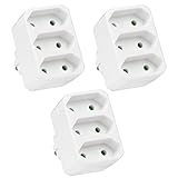 Doppelstecker Steckdosenadapter, Doppelstecker für Steckdose, 3 Stücke Mehrfachsteckdosen, 250V/16A, 3680W, für Büro, zu Hause, Reisen