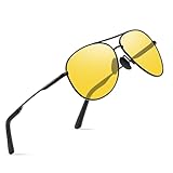 wearPro Sonnenbrille-Herren-Damen-Polarisiert Premium Metallrahmen Sonnenbrillen Unisex mit UV400 Schutz Vintage Schwarz Fahrerbrille (Schwarz/Gelb)