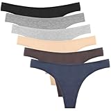 DRESHOW 6 Stück Baumwolle String Tanga Damen Unterhosen Frauen V-Waist Atmungsaktiver No Show Thong Unterwäsche