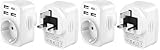 Carehabi Reiseadapter UK Adapter England Deutschland Stecker mit 3 USB C + 1 USB-C, Steckdosenadapter Reisestecker Stromadapter für Irland Großbritannien Wandladegerät Ladestation (Packung mit 2)