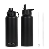 CALIYO Thermosflasche, Trinkflasche Edelstahl Hohe Kapazität, Thermosflaschen Direkttrinktyp + Strohhalmtyp, Wasserflasche Edelstahl Isolierflasche 6-12 Stunden Warm Halten, Thermoskanne 950ML 1150ML.