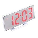 VINTORKY Nachttischuhr Uhr Schlafzimmer standuhr wanduhr Alarm Clock Spannung Batterieuhr stumme Leuchtuhr LED-Spiegeluhr 3D LED-Großbild-Wecker elektronische Uhr Leuchtend Digitaluhr Weiß