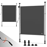 Strattore Klemmmarkise Senkrechtmarkise 150x310 cm Ausziehbar Höhenverstellbar ohne Bohren - Markise mit Kurbel für Terrasse Balkon Schutz vor Sonne Wind - Sichtschutz Windschutz Wasserfest Anthrazit