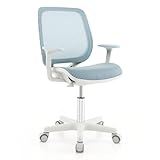 COSTWAY Kinder Schreibtischstuhl 360° drehbar, Sitzhöhe 43-55cm höhenverstellbar, Jugendstuhl ergonomisch mit Rollen, Drehstuhl Bürostuhl mit Rückenlehnen & Armlehnen für Kinder ab 6 Jahren (Blau)