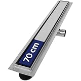 VILSTEIN® Duschrinne Edelstahl Extra Flach [70CM] - Bodenabfluss Dusche Komplettset - Ablaufrinne Dusche - Duschabfluss - Siphon mit Geruchsstop & Haarsieb - Randablauf - Duschablauf