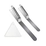 Neylokfen Winkelpalette Edelstahl Set Winkelpalette Torte Edelstahl Kuchenmesser Angled Icing Spatula Tortenmesser zum Backen, Torten selber machen, Tortendekoration (Silber)