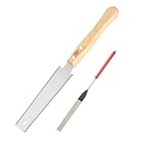 Japansäge Handsäge Holzsäge, Japanische Säge, Zweischneidig Zugsäge, 11/17 TPI Klein Feinsäge Holz Dübelsäge für Heimwerker Outdoor Woodworking Wood Hand Saws Werkzeuge, mit 1 x Flachfeile