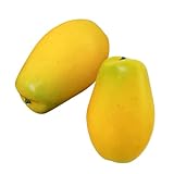 Gatuida 2 Stück Künstliche Papaya Deko Mittelgroß Realistische Simulation Früchte Lernhilfe Früchteerkennung Wohnraumdekoration Küche Esszimmer Accessoire