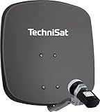TechniSat DIGIDISH 45 – Satelliten-Schüssel für 1 Teilnehmer (45 cm kleine Sat Anlage - Komplettset mit Wandhalterung, Satfinder V/H-LNB und An-Rohr-Fitting) grau