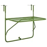 vidaXL Balkontisch Klappbar Balkonhängetisch Hängetisch Klapptisch Gartentisch Tisch Balkon Beistelltisch Balkonklapptisch Grün 60x40cm Stahl