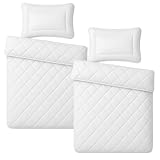 Julido Kinder Bettenset 4-teilig 2X Steppdecke 100x135 cm & 2X Kissen 40x60 cm Weiches Bettdecken-Set mit Mikrofaser Bezug Oeko-Tex Zertifiziert Weiß