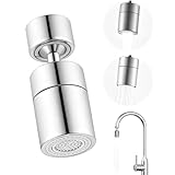 GHPKOTW 1 Stück 360° Wasserhahn Aufsatz Schwenkbar,Perlator mit Zwei Strahlarten, M22/M24 Drehbare Wassersparer Verlängerung, Strahlregler Wasserhähne für Küche Bad Aufsatz