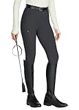 WILLIT Reitleggings Damen Reithose Silikon Vollbesatz High Waist Stretch Reithose mit Reißverschlusstasche Gürtelschlaufen Dunkelgrau M