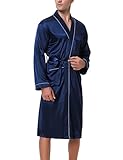 Bresdk Morgenmantel Herren Satin Kimono Robe Lang Leichter Bademantel für Männer