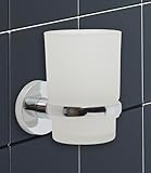 IPEA Zahnputzbecher Selbstklebender zur Wandmontage - Kein Bohren erforderlich - Modernes Design - Zahnbürstenhalter für Zahnbürsten und Zahnpasta für Bad, Dusche, Zuhause – Chrome-Halterung zur Wand
