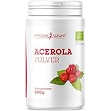 Bio Acerola Pulver - 200 g - Vitamin C aus der Acerolakirsche - Hochdosiert & ohne Zusätze - Natürliches Vitamin C Pulver Schonend getrocknet